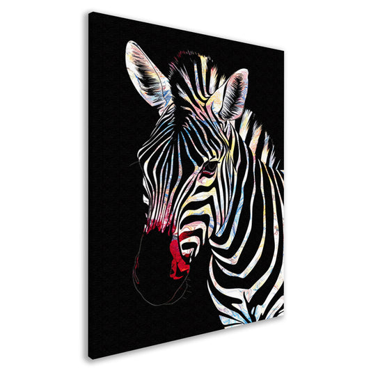 Abstracte Zebra met Kleurrijke Design Elementen canvas
