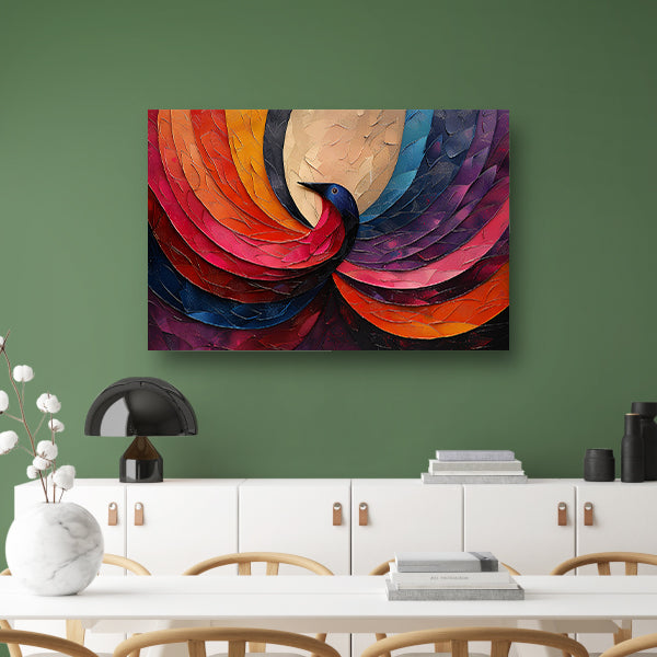 Klassiek Blauwe Pauw canvas met baklijst
