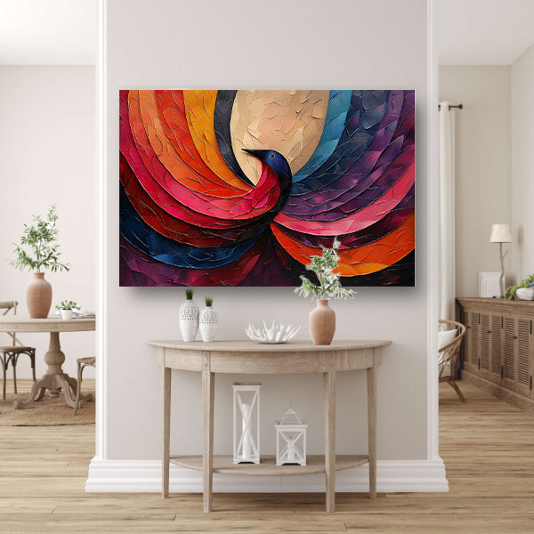 Klassiek Blauwe Pauw canvas met baklijst