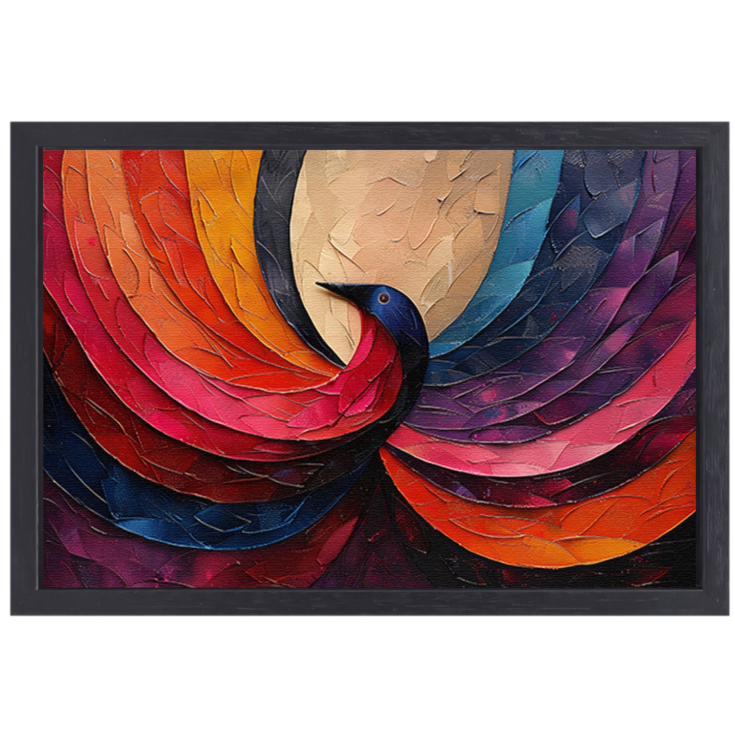 Klassiek Blauwe Pauw canvas met baklijst