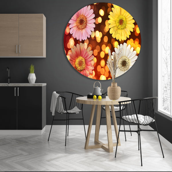 Kleurrijke bloemen met sprankelende lichten achtergrond forex muurcirkel
