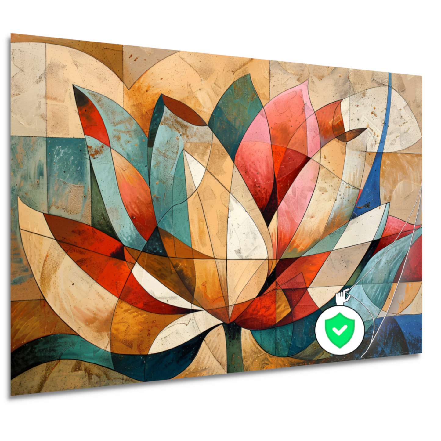 Abstracte geometrische compositie van een lotusbloem poster