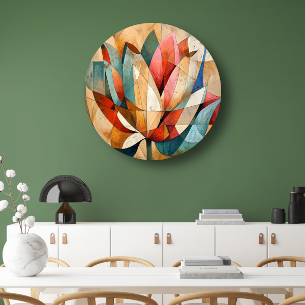 Abstracte geometrische compositie van een lotusbloem forex muurcirkel