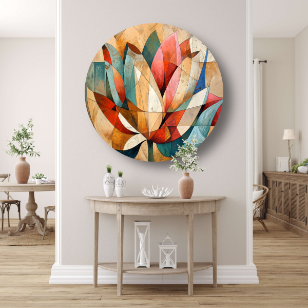 Abstracte geometrische compositie van een lotusbloem forex muurcirkel