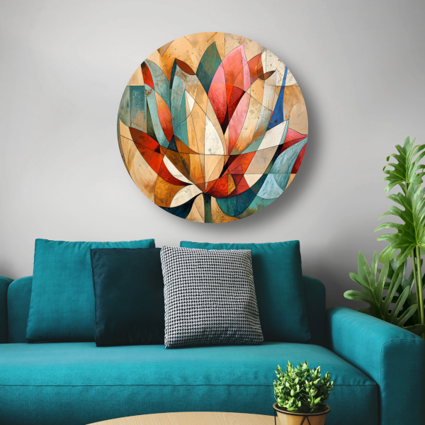 Abstracte geometrische compositie van een lotusbloem forex muurcirkel