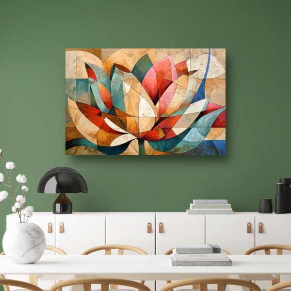 Abstracte geometrische compositie van een lotusbloem acrylglas