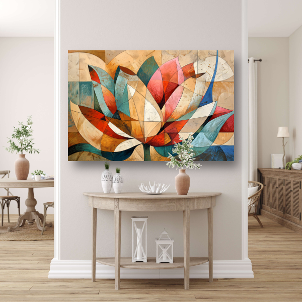 Abstracte geometrische compositie van een lotusbloem acrylglas