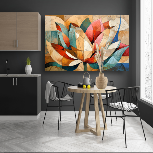 Abstracte geometrische compositie van een lotusbloem acrylglas