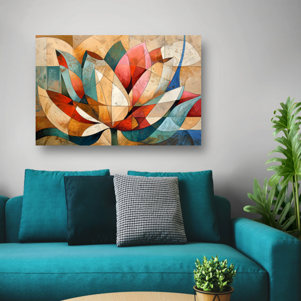 Abstracte geometrische compositie van een lotusbloem acrylglas