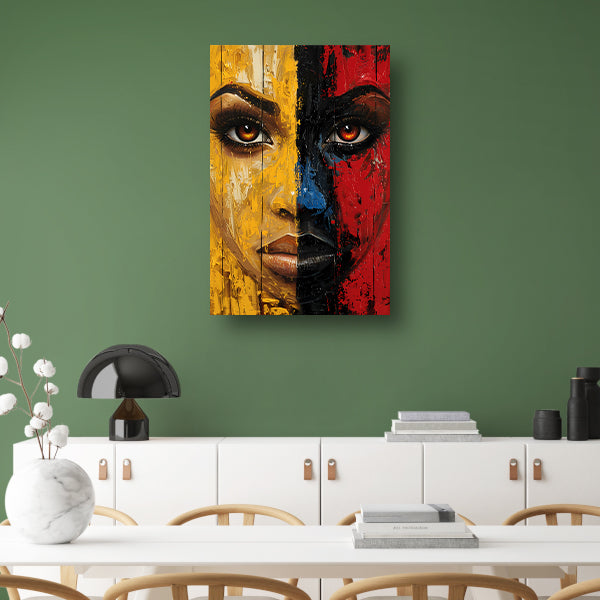 Vurig Portret met Dramatische Kleuren canvas