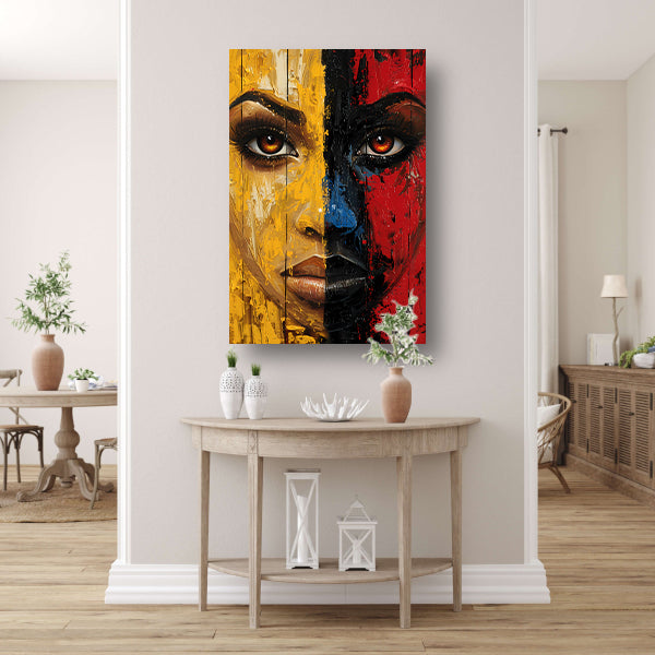 Vurig Portret met Dramatische Kleuren canvas