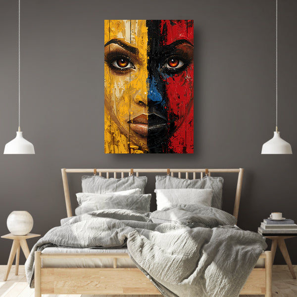 Vurig Portret met Dramatische Kleuren canvas