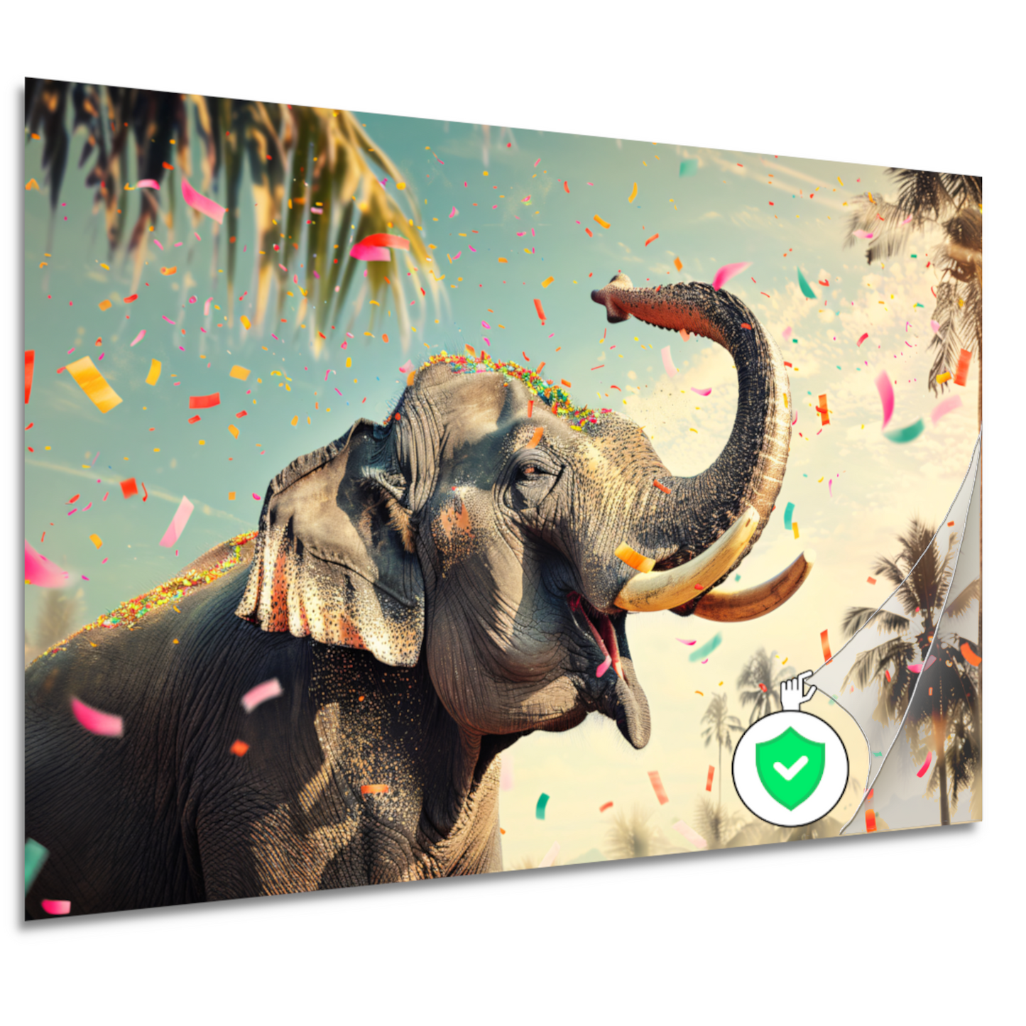 Popart Olifant met Confetti poster