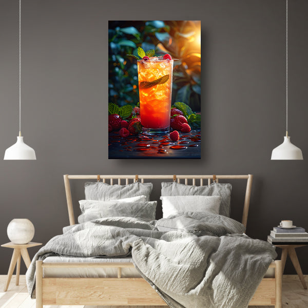 Verfrissende cocktail met rood fruit en munt canvas