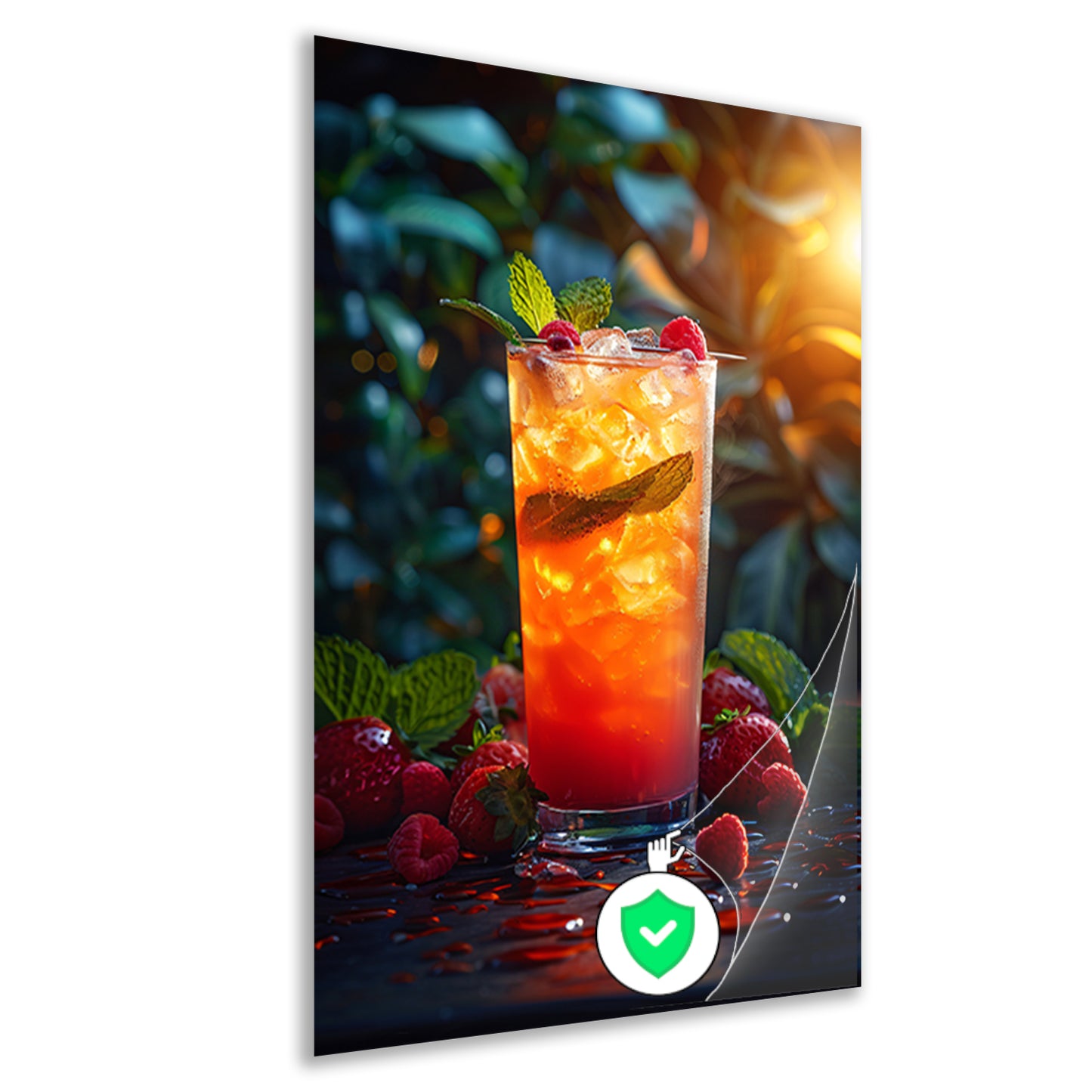 Verfrissende cocktail met rood fruit en munt poster