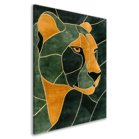 Cheeta in glas-in-lood stijl schilderij canvas