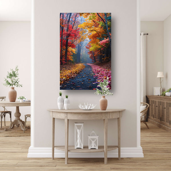 Kronkelend Bospad in Herfstkleuren canvas
