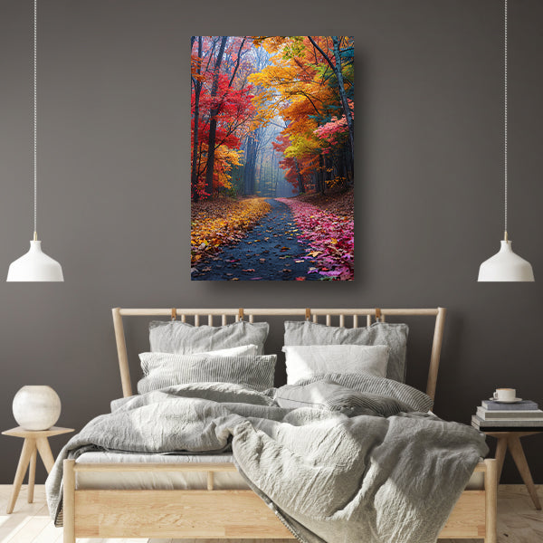 Kronkelend Bospad in Herfstkleuren canvas