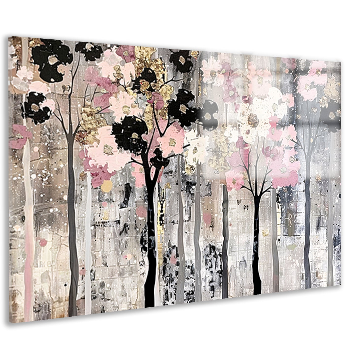 Abstracte moderne bomen met bloemen acrylglas