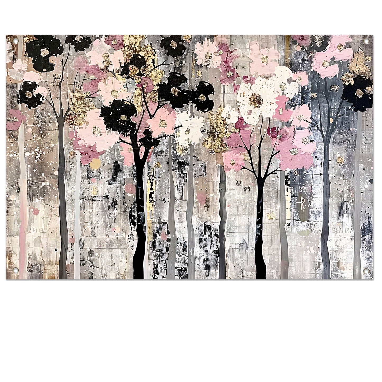 Abstracte moderne bomen met bloemen tuinposter