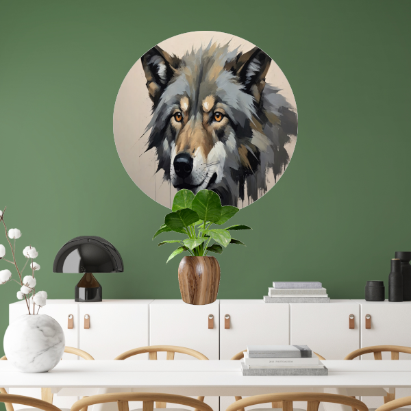 Intense Blik van een Abstracte Wolf forex muurcirkel
