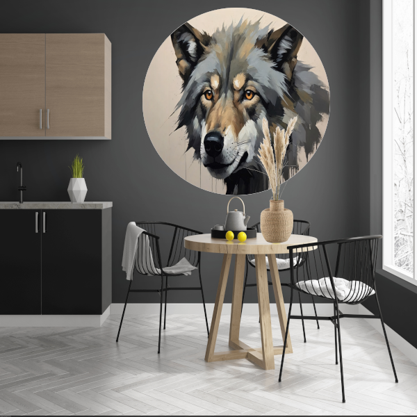 Intense Blik van een Abstracte Wolf forex muurcirkel