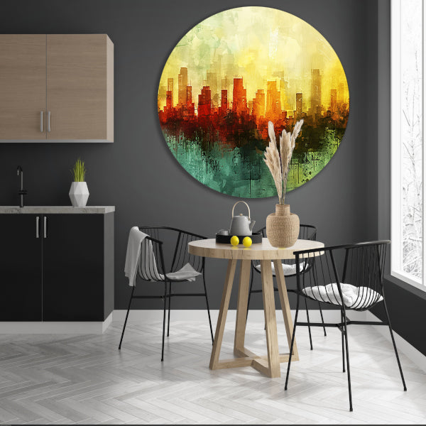 Digitale abstracte kunst van stadslandschap forex muurcirkel