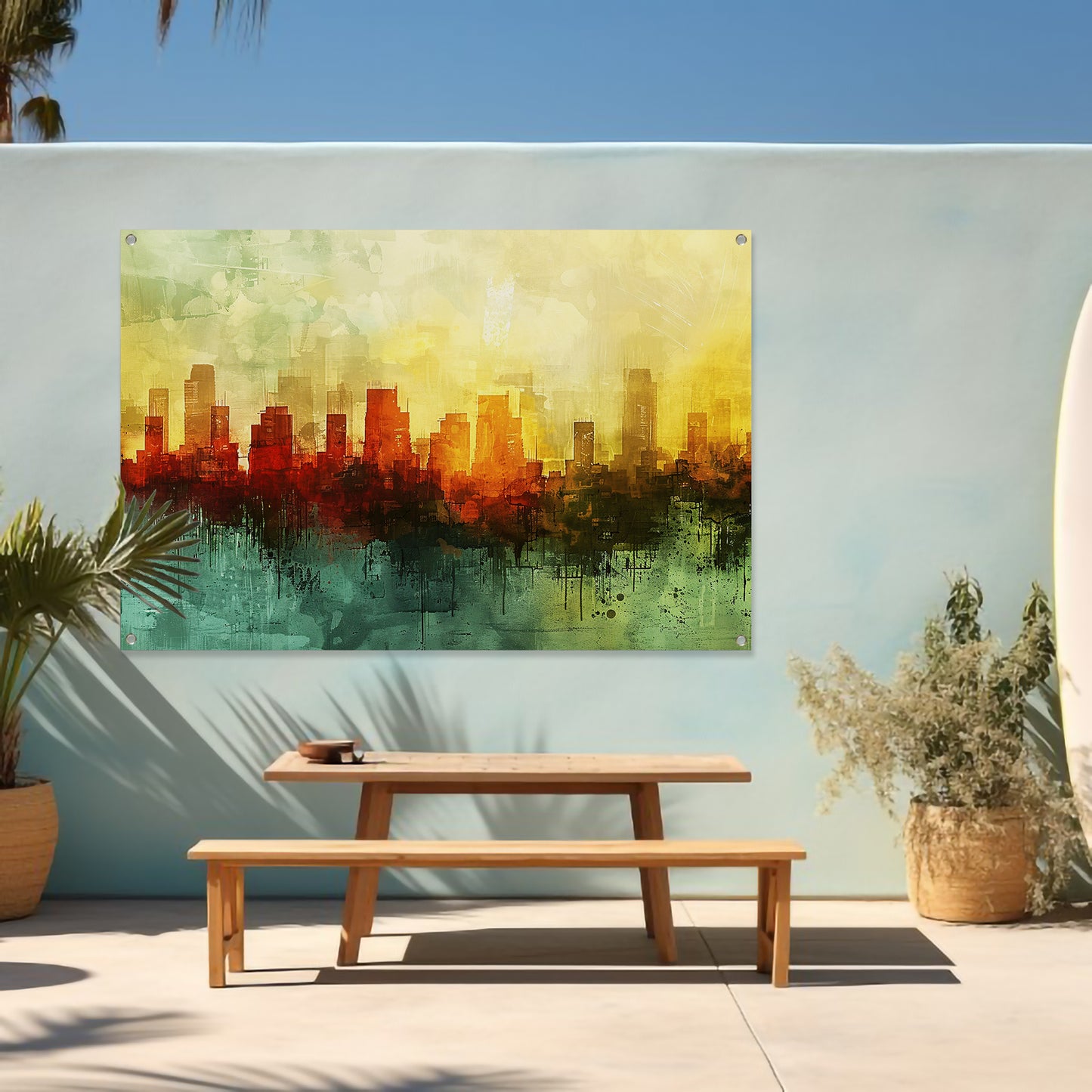 Digitale abstracte kunst van stadslandschap tuinposter