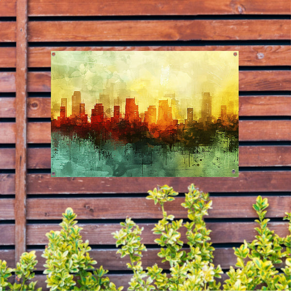 Digitale abstracte kunst van stadslandschap tuinposter