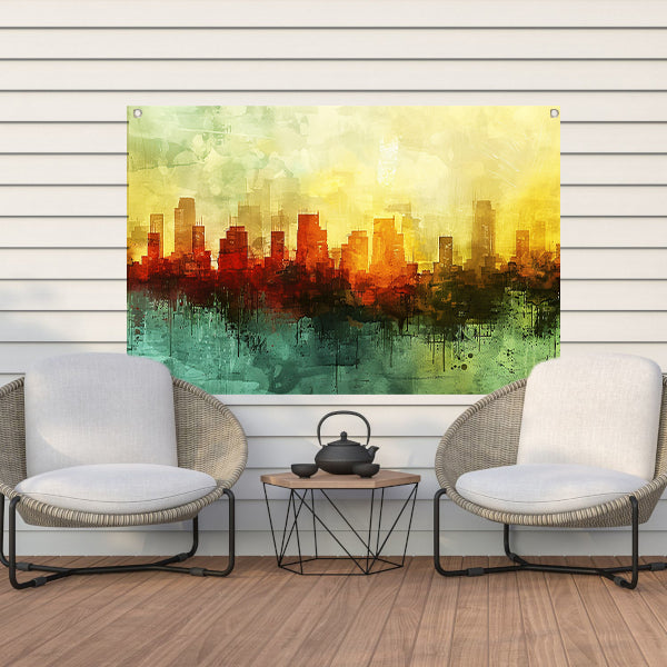 Digitale abstracte kunst van stadslandschap tuinposter