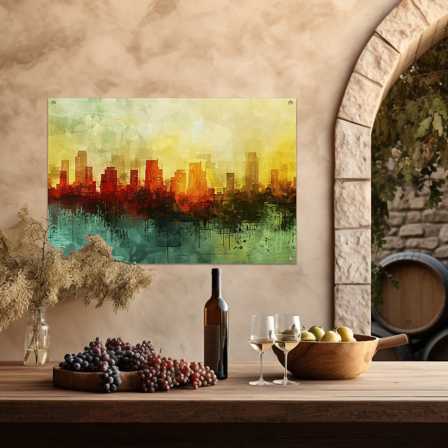 Digitale abstracte kunst van stadslandschap tuinposter