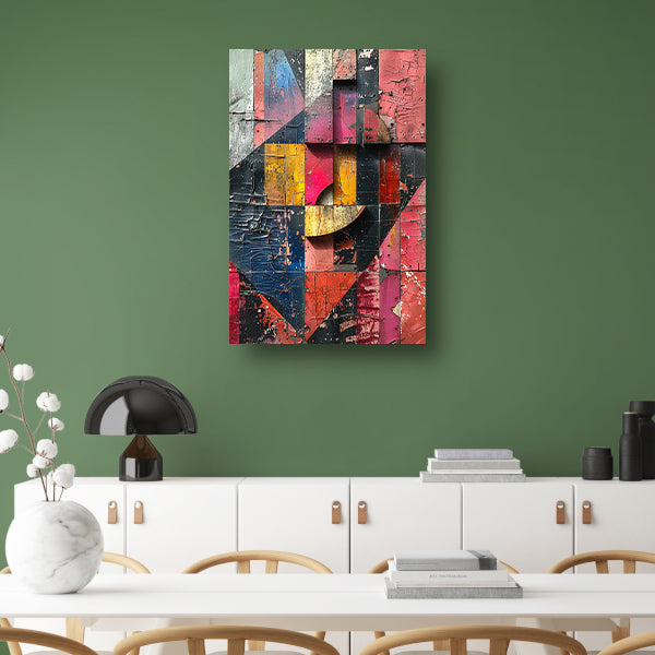 Abstract Kleurrijk Houten Collage canvas