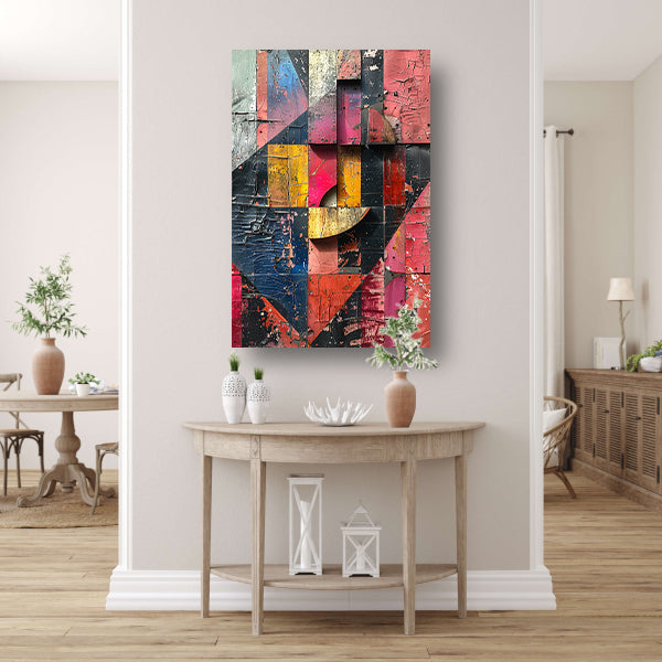 Abstract Kleurrijk Houten Collage canvas