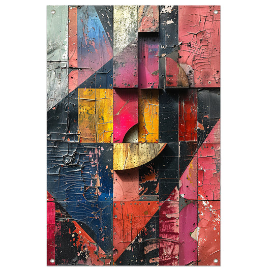 Abstract Kleurrijk Houten Collage tuinposter