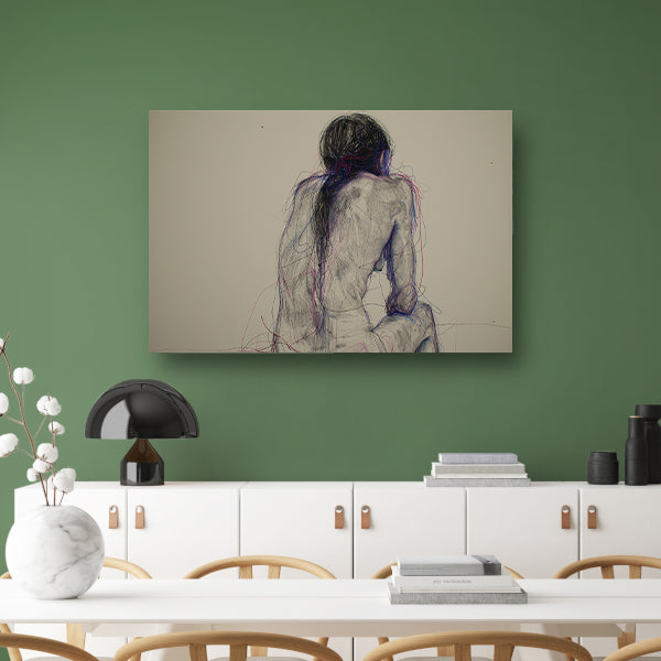 Abstracte vrouw in kleurrijke lijnen poster