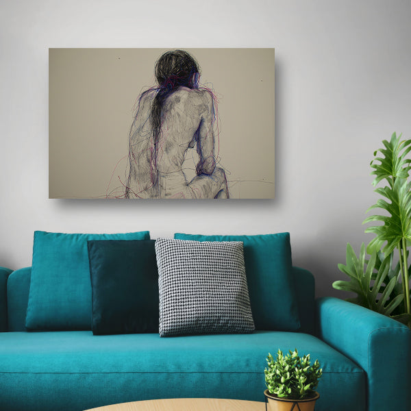 Abstracte vrouw in kleurrijke lijnen poster