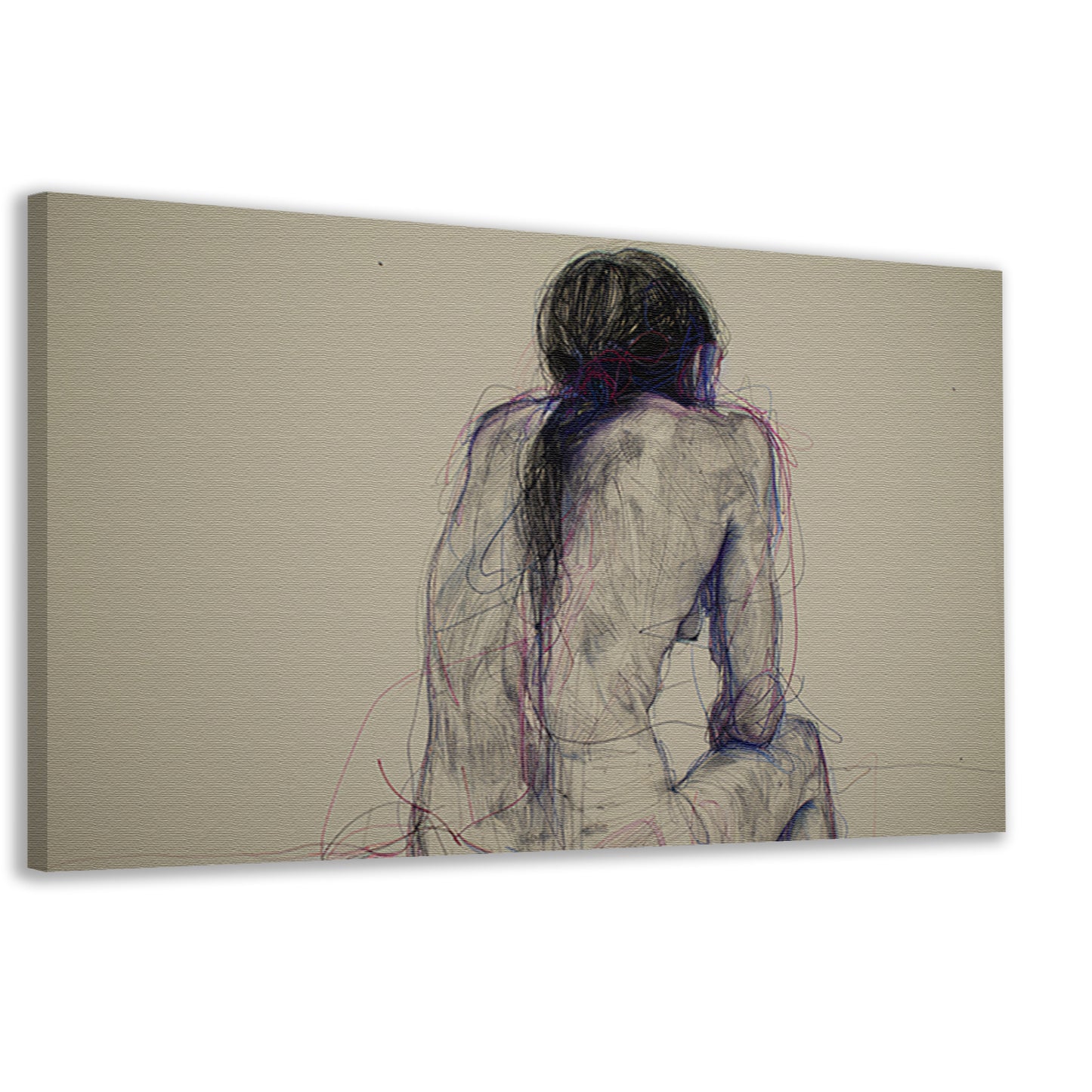 Abstracte vrouw in kleurrijke lijnen canvas