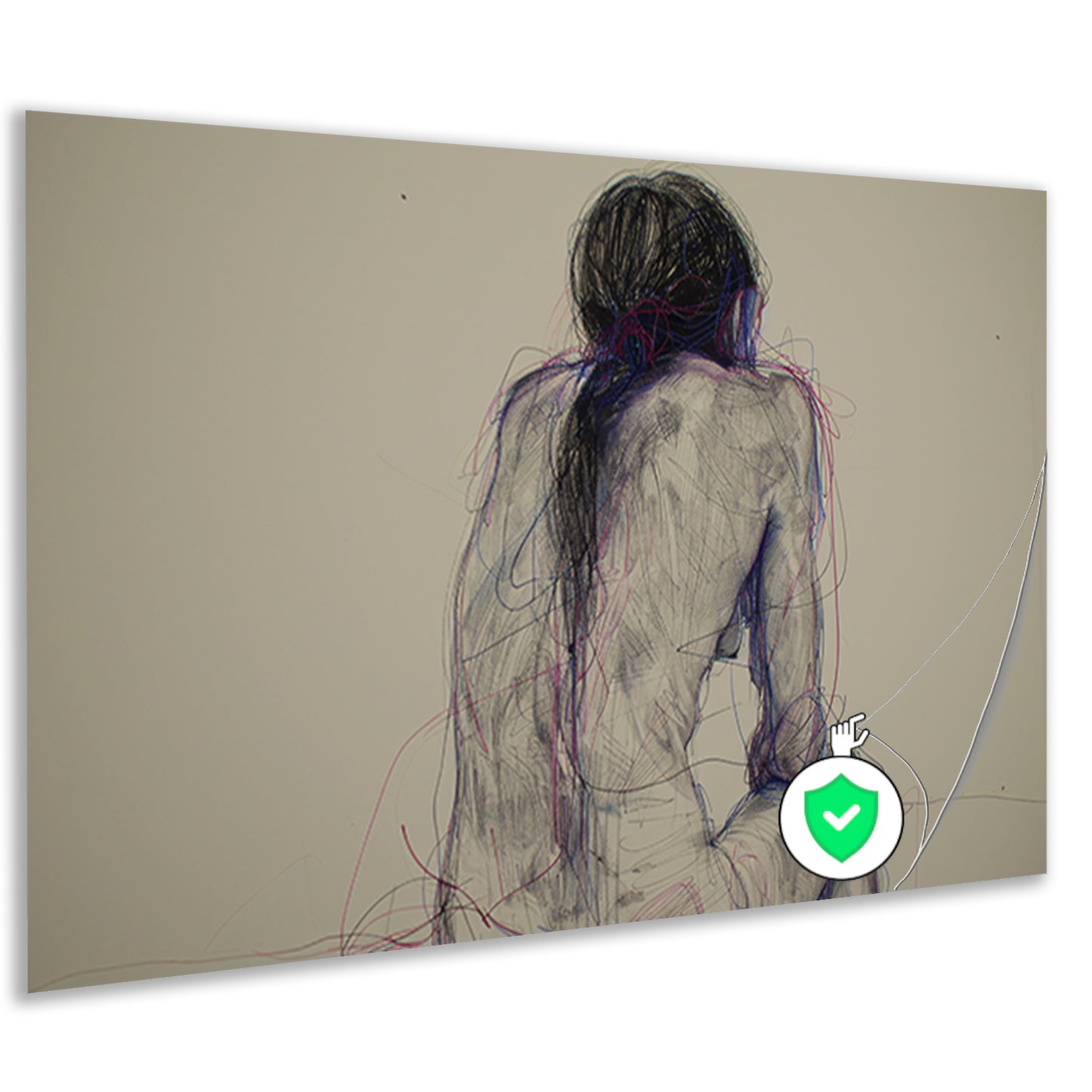 Abstracte vrouw in kleurrijke lijnen poster