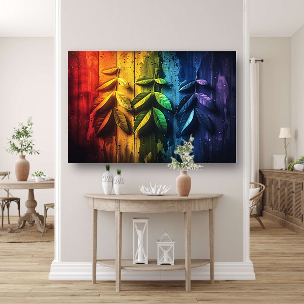 Abstract herfstbladeren op hout canvas