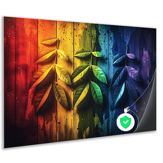 Abstract herfstbladeren op hout poster