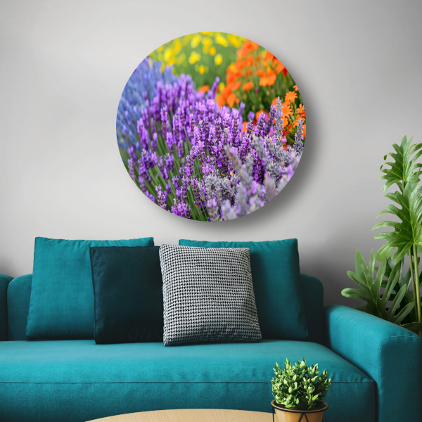 Impressionistische bloemenpracht aluminium muurcirkel