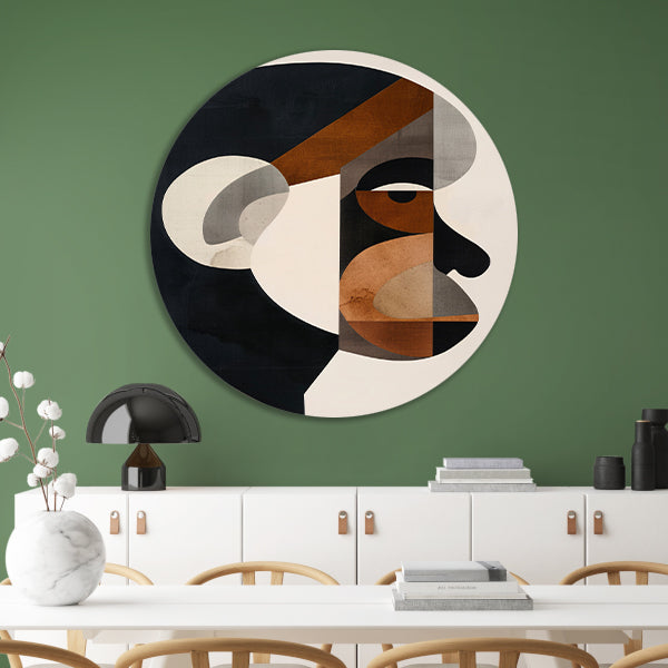 Geometrische Abstractie van Menselijk Gezicht forex muurcirkel