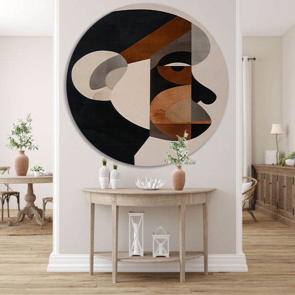 Geometrische Abstractie van Menselijk Gezicht forex muurcirkel