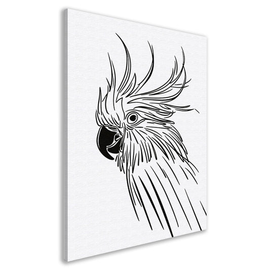 Minimalistische Kaketoe in Lijntekening canvas