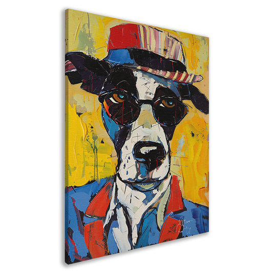 Pop Art Hond met Zonnebril en Hoed canvas