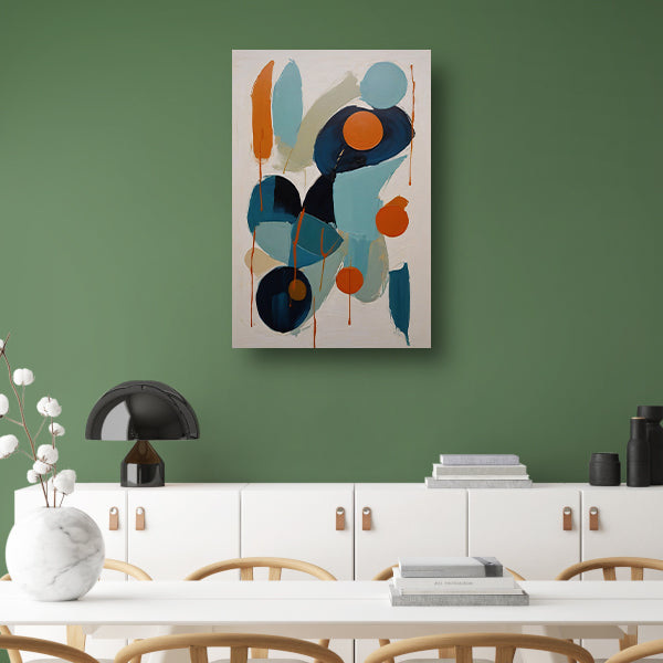 Dynamische Abstractie in Blauw en Oranje canvas