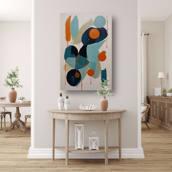 Dynamische Abstractie in Blauw en Oranje canvas