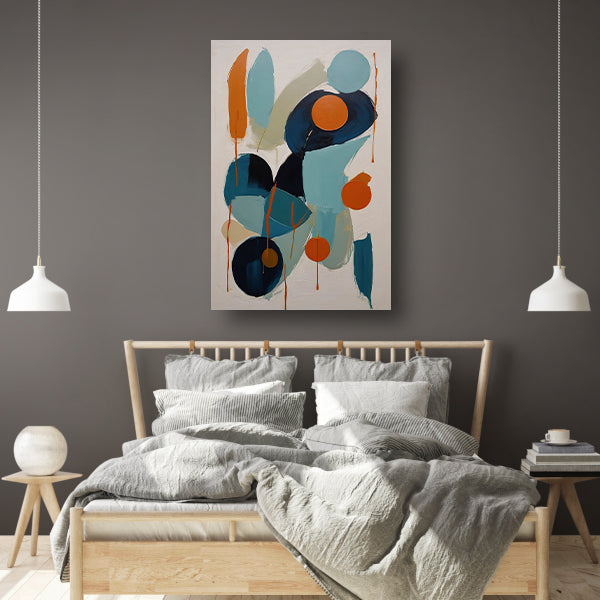 Dynamische Abstractie in Blauw en Oranje canvas