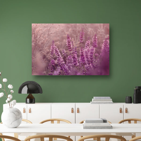 Sereen lavendelveld in zachte pasteltinten poster