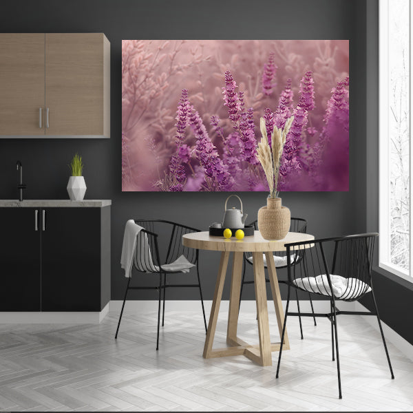 Sereen lavendelveld in zachte pasteltinten poster